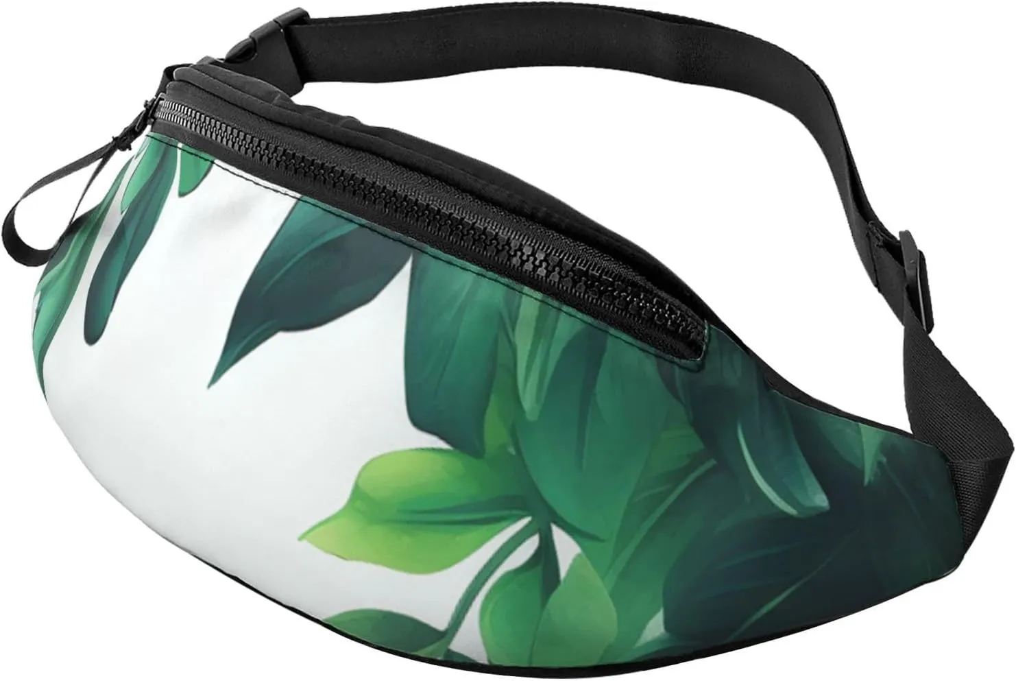 Tropical Green Leaves Fanny Pack for Man Women Waist Bag Adjustable Belt Casual Chest Bag Bum Bags for Travel Sports Running Hiking Waist Packs