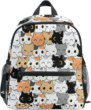 TropicalLife Kids Backpack for Boys Girls School Toddler Cute Cats Kitten Pattern Children Preschool Book Bag Kindergarten Travel Backpack Daypack