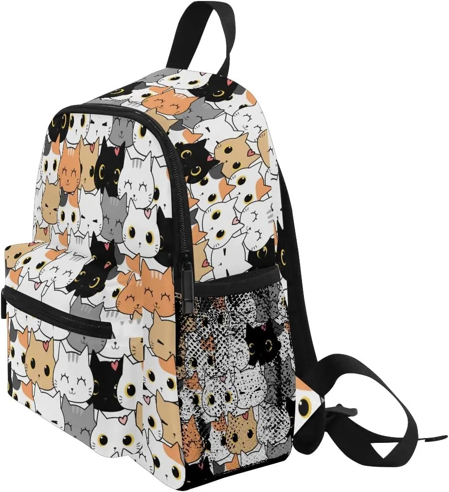 TropicalLife Kids Backpack for Boys Girls School Toddler Cute Cats Kitten Pattern Children Preschool Book Bag Kindergarten Travel Backpack Daypack