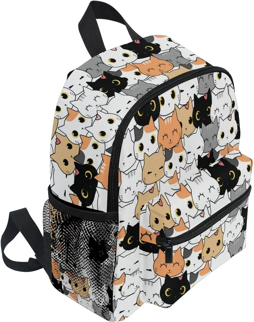 TropicalLife Kids Backpack for Boys Girls School Toddler Cute Cats Kitten Pattern Children Preschool Book Bag Kindergarten Travel Backpack Daypack