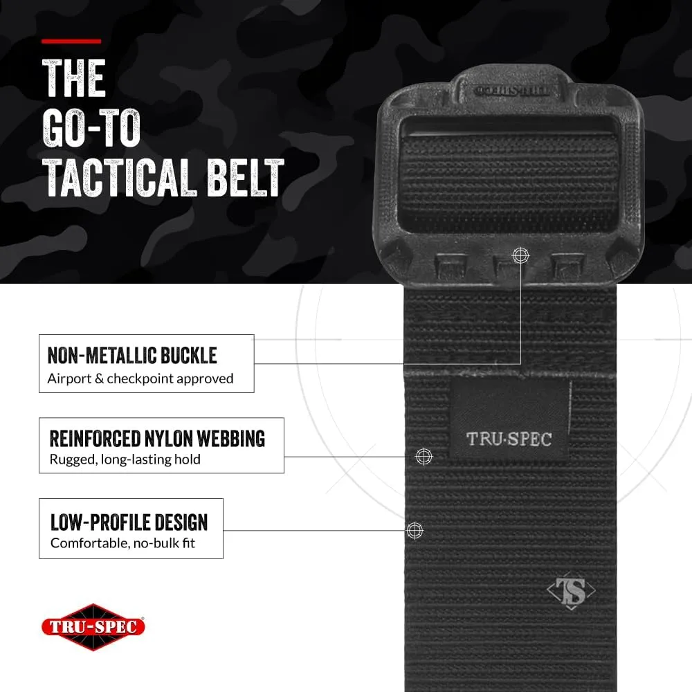 Tru-Spec Security Friendly Tactical Belt - Durable, Rip-Resistant Nylon Belts for Men and Women with Non-Metallic Buckle