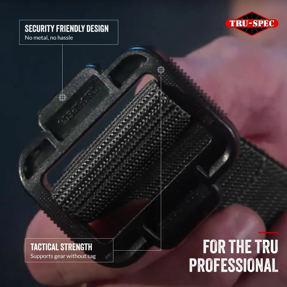 Tru-Spec Security Friendly Tactical Belt - Durable, Rip-Resistant Nylon Belts for Men and Women with Non-Metallic Buckle
