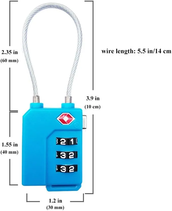 TSA Lock Security 3 Digit Combination Suitcase Luggage Bag Code Lock Padlock (Blue-4-Pack)