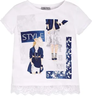 Tween Girls 7-18 Navy Blue/Multi Embellished Style Graphic Print Fashion T-Shirt