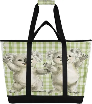 Two Happy Koala Reusable Insulated Lunchbox Cooler Bag, Leakproof Kitchen Grocery Bag Collapsible Portable Cooler Tote Bag for Picnic, Camping, Office, Travel