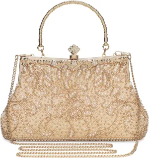 UBORSE 1920s Vintage Beaded Clutch Evening Bags for Women Formal Bridal Wedding Clutch Purse Prom Cocktail Party Handbags