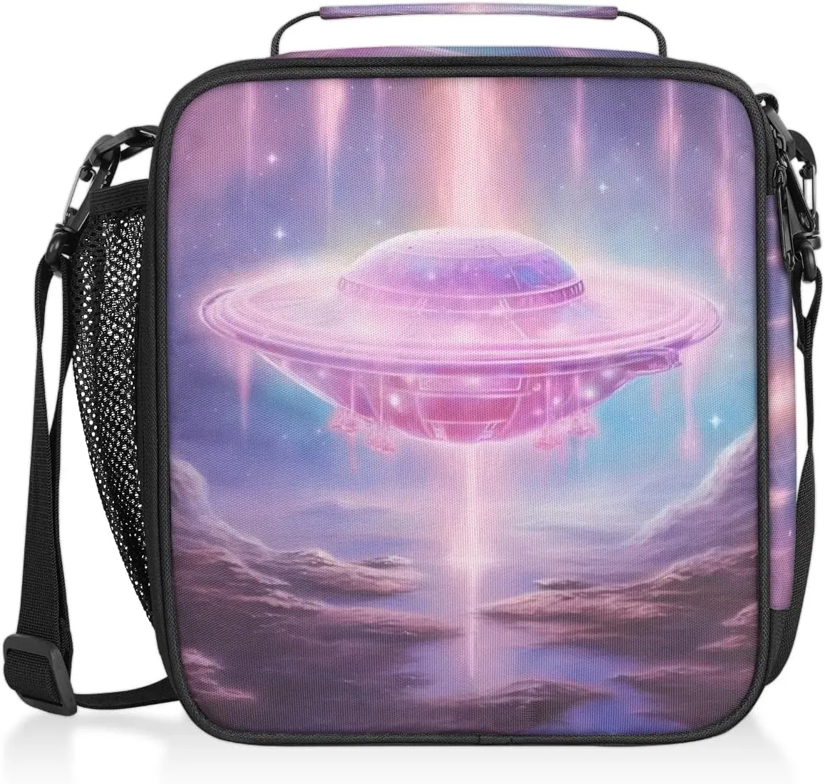 Ufo Spacecraft Lunch Bags for Women Men Insulated Lunch Box Lunchbox Cooler Tote Bag Shoulder Strap Reusable for Beach Travel Picnic