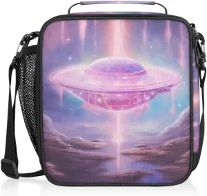 Ufo Spacecraft Lunch Bags for Women Men Insulated Lunch Box Lunchbox Cooler Tote Bag Shoulder Strap Reusable for Beach Travel Picnic