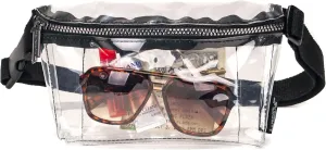 Ultra-Slim Clear Waist Pack, Stadium Approved, Plus Size for Women & Men, Crystal Clear, Water Resistant, Belt Bag for Festivals, Concerts, Raves, Travel