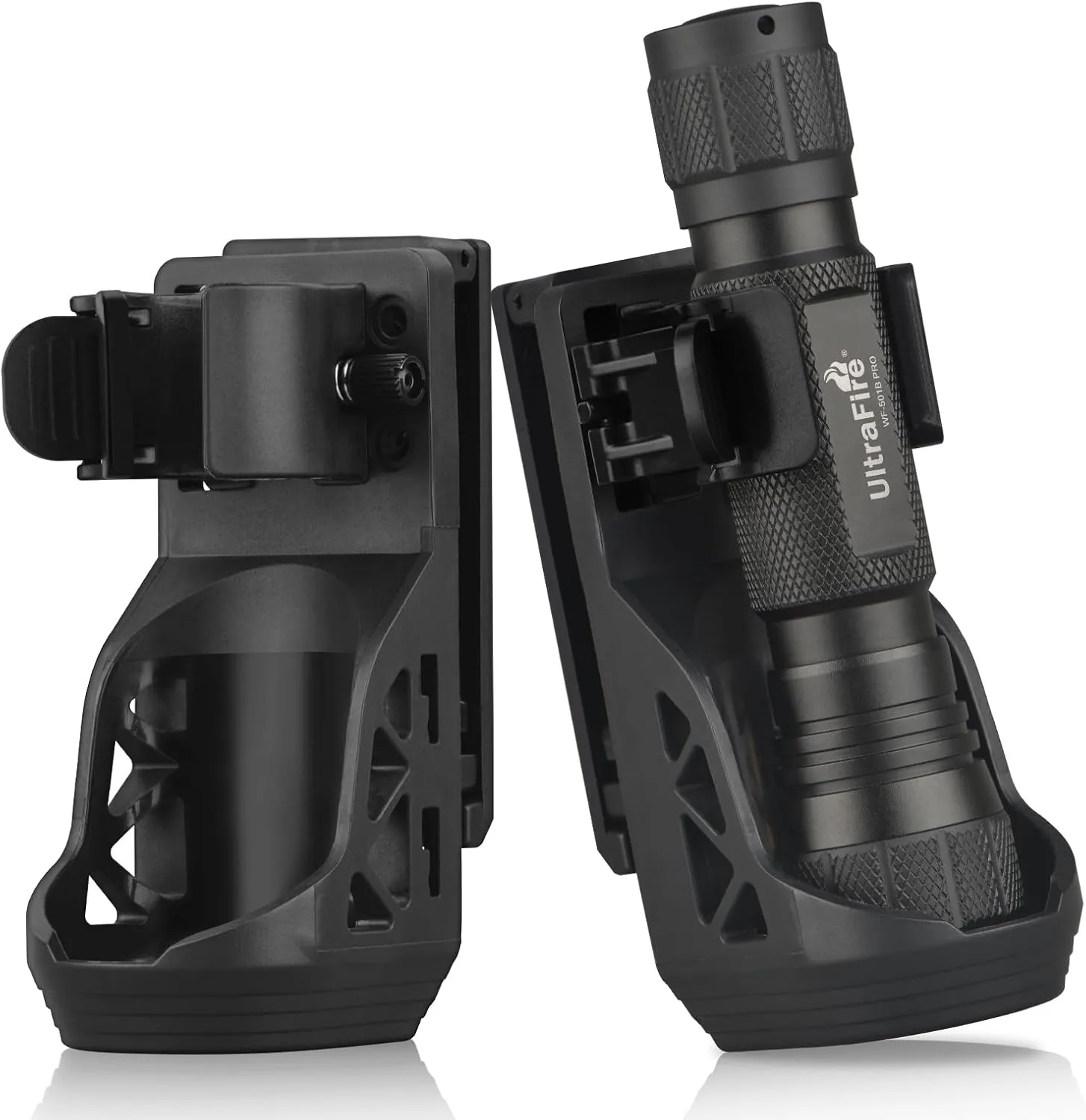 ULTRAFIRE W66 Tactical Flashlight Holster 2 Pack, Rotatable Duty Belt Flashlight Holder with Lever Side Lock System, Only Suitable for 0.9"-1.2" Diameter Flashlights