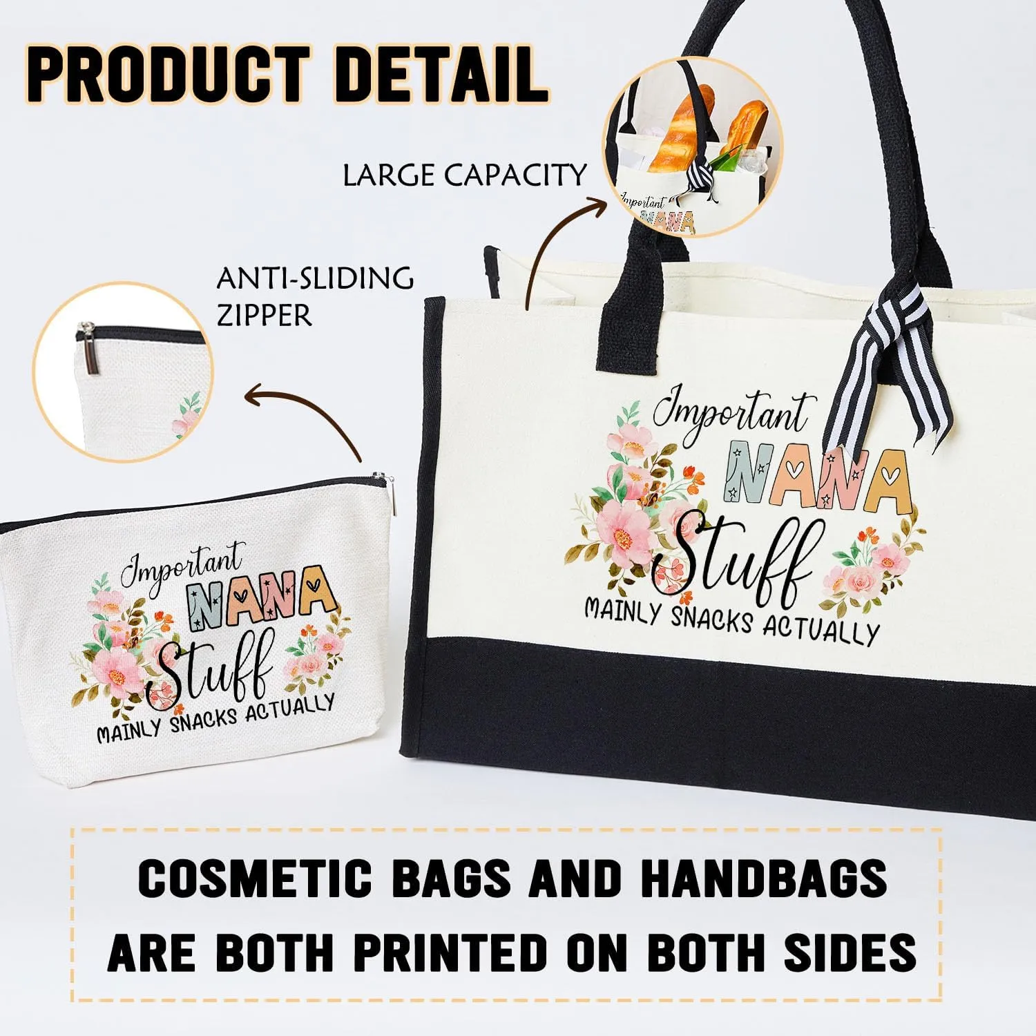 Undergo 2pcs Birthday Gifts For Grandma, Mothers Day Handbag For Nana - Thank You makeup bag For Grandma
