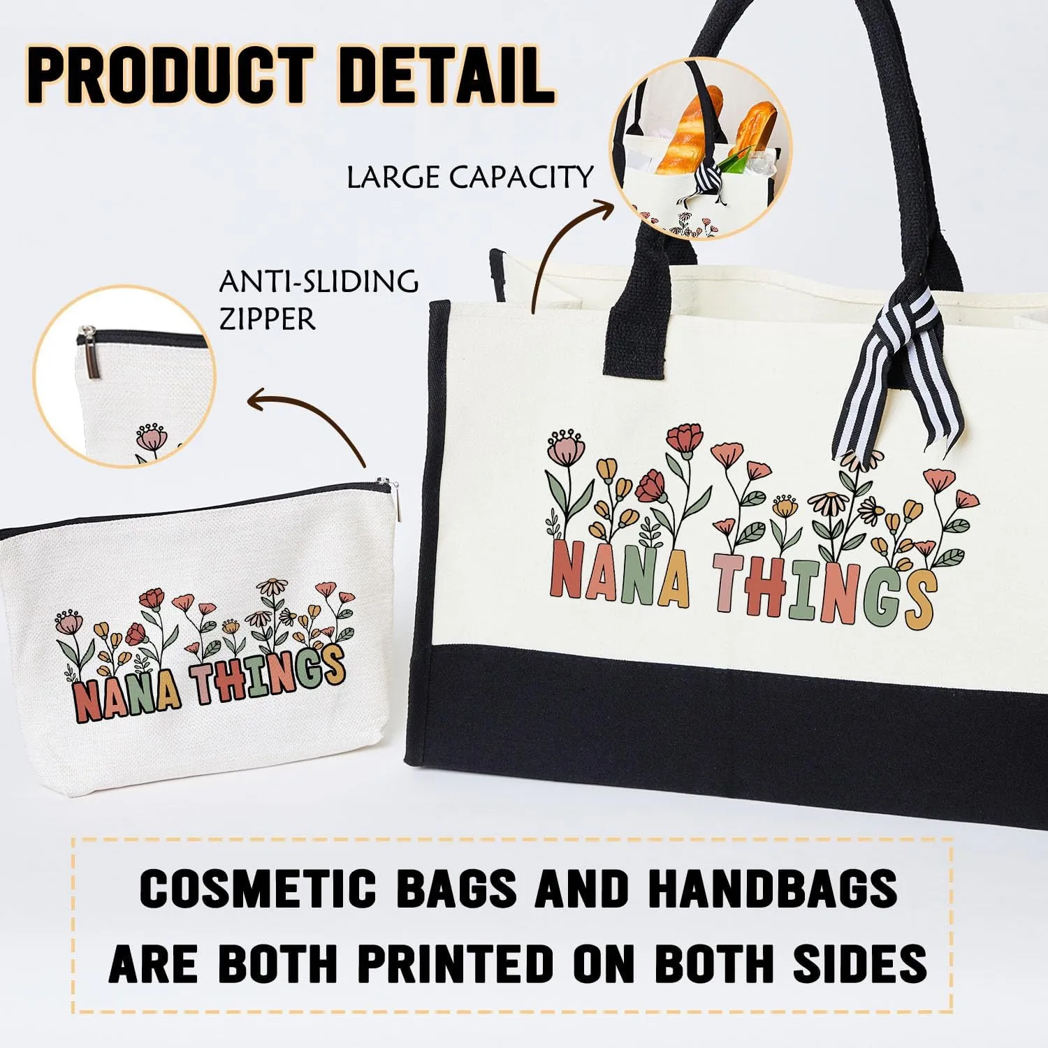 Undergo 2pcs Birthday Gifts For Grandma, Mothers Day Handbag For Nana - Thank You makeup bag For Grandma