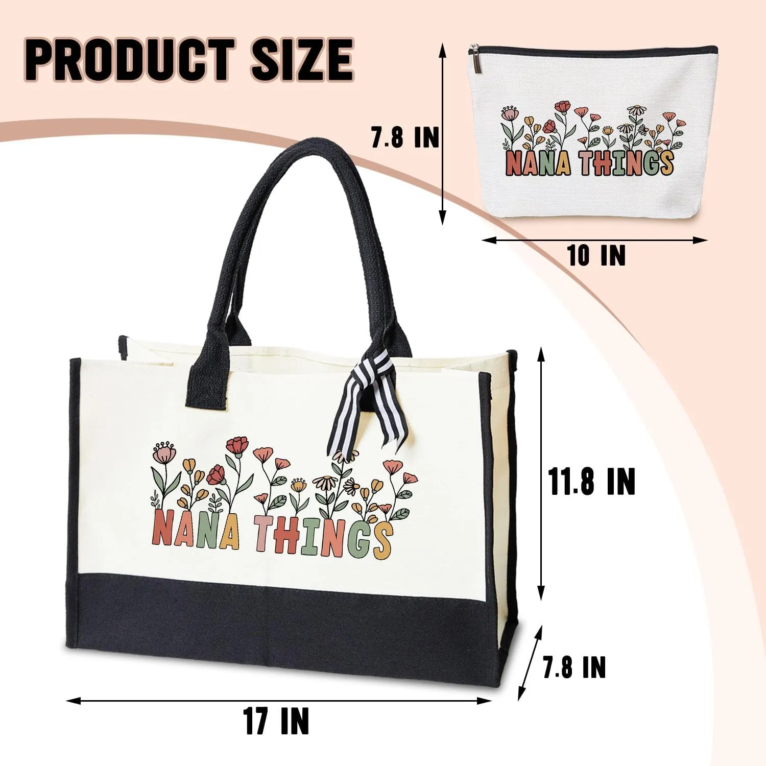 Undergo 2pcs Birthday Gifts For Grandma, Mothers Day Handbag For Nana - Thank You makeup bag For Grandma