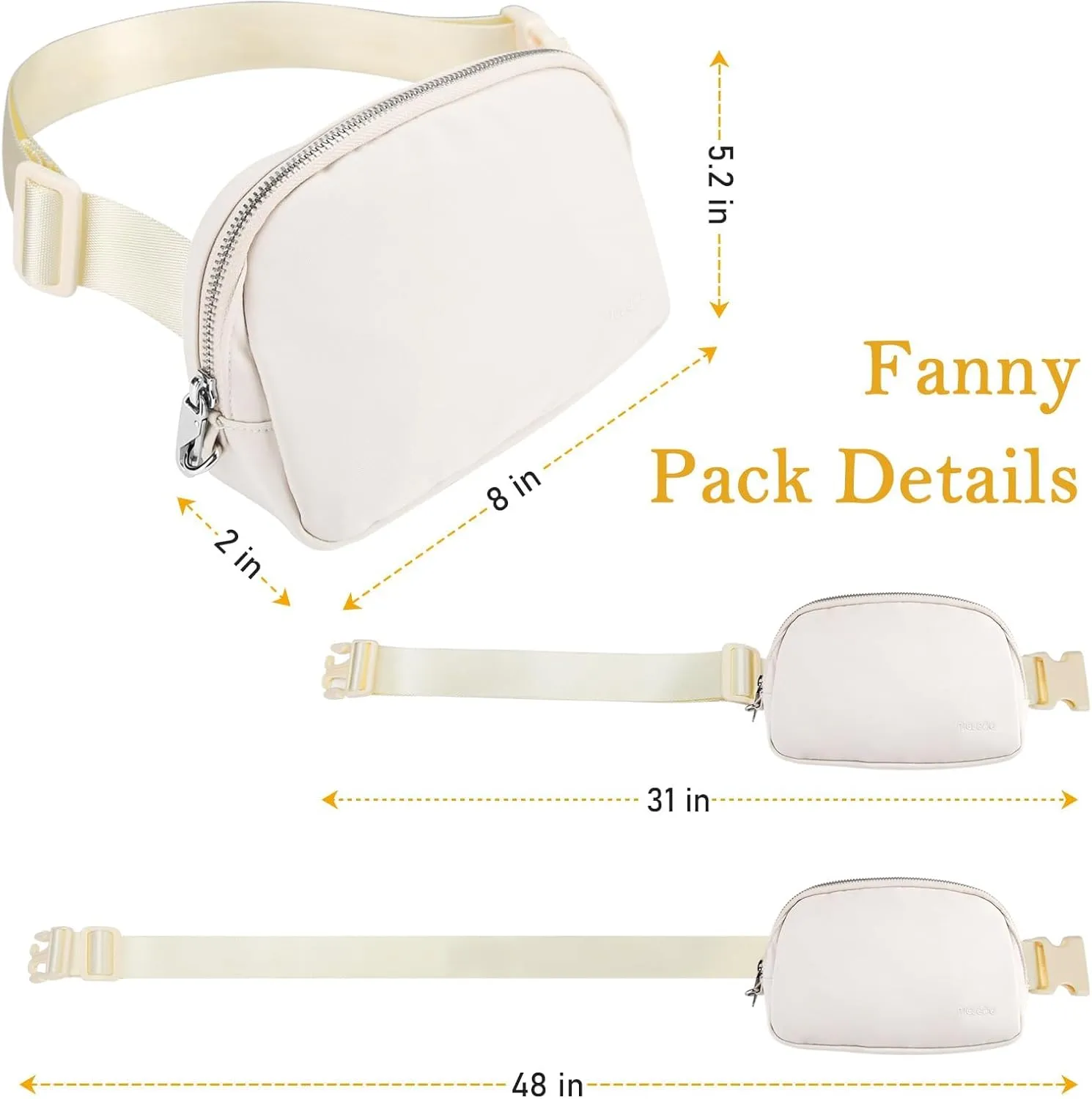 Unisex Small Crossbody Belt Bag for Ladies Women, Everywhere Fanny Pack with Anti Theft for Traveling Hiking Running Workout, Waist Pack Pouch with Adjustable Strap - beige