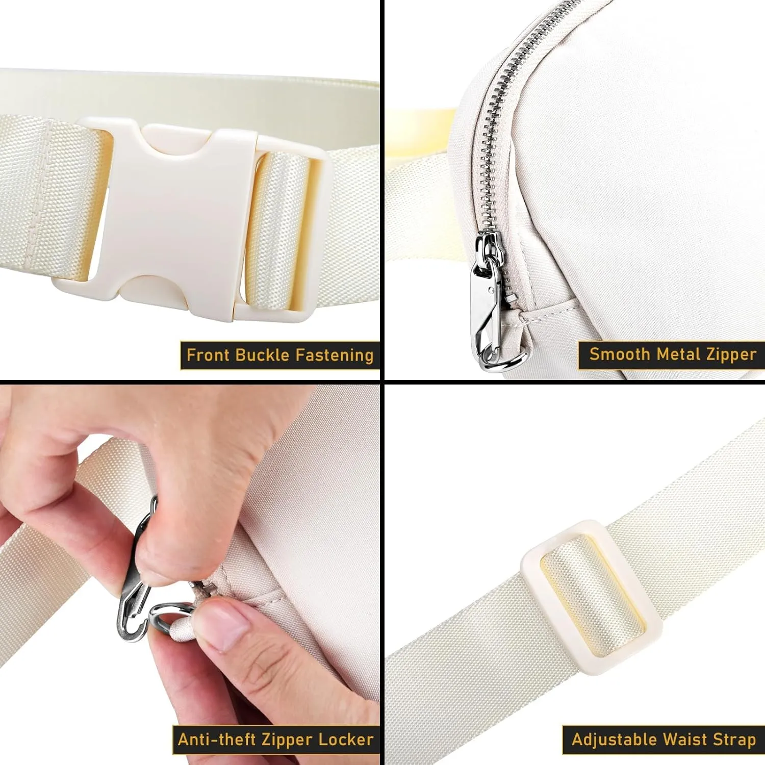 Unisex Small Crossbody Belt Bag for Ladies Women, Everywhere Fanny Pack with Anti Theft for Traveling Hiking Running Workout, Waist Pack Pouch with Adjustable Strap - beige