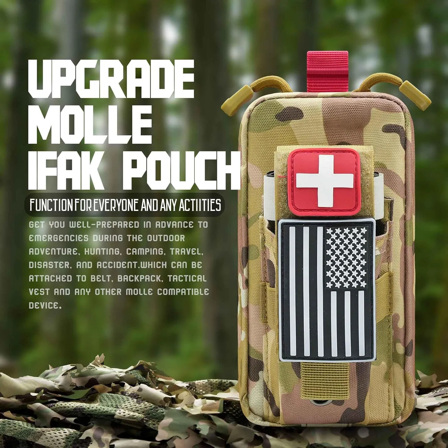 Upgrade 1000D Laser Cut Ifak Pouch Molle, Tactical Molle EMT Belt First Aid Pouches for Backpack Belt