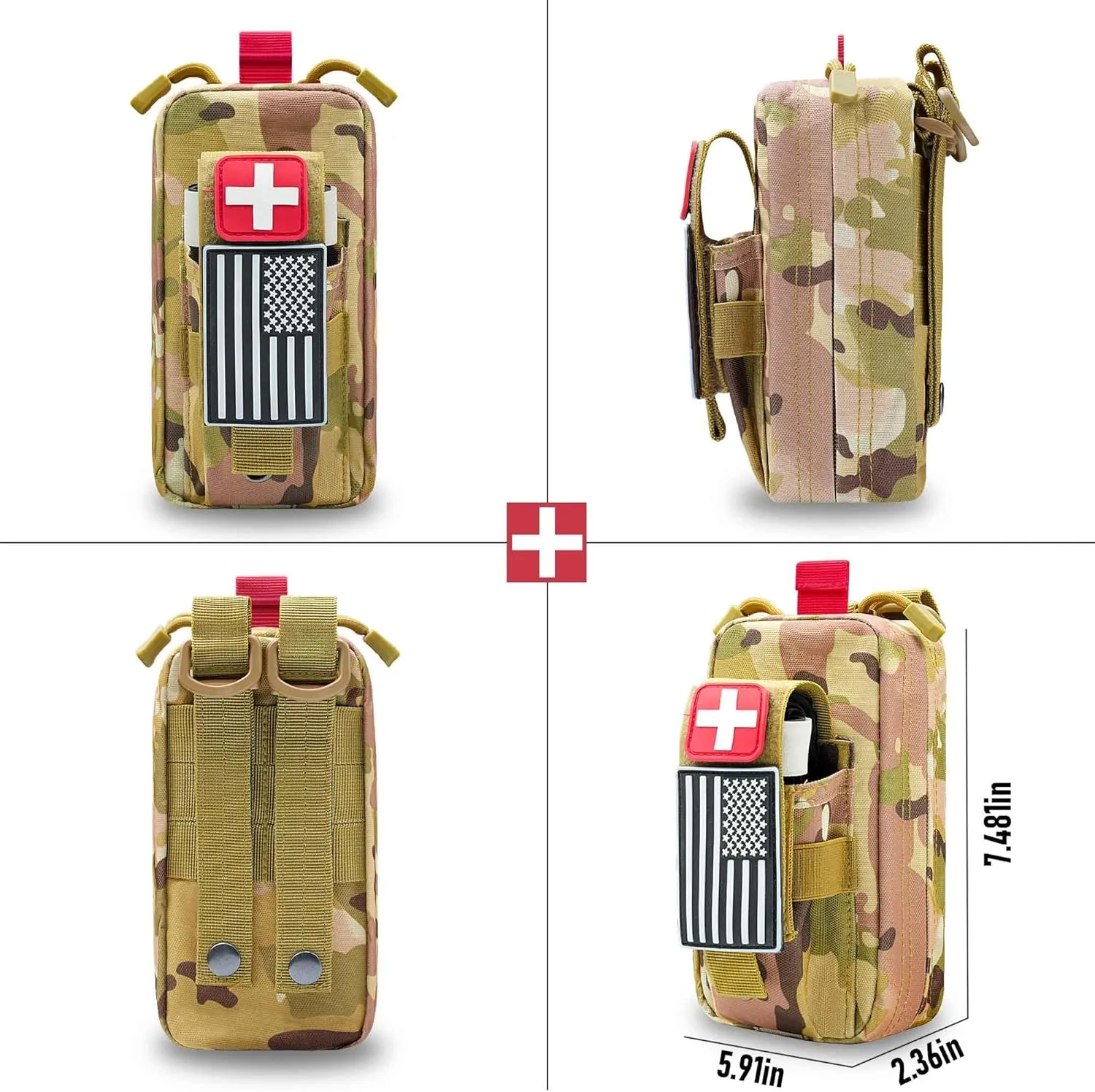 Upgrade 1000D Laser Cut Ifak Pouch Molle, Tactical Molle EMT Belt First Aid Pouches for Backpack Belt