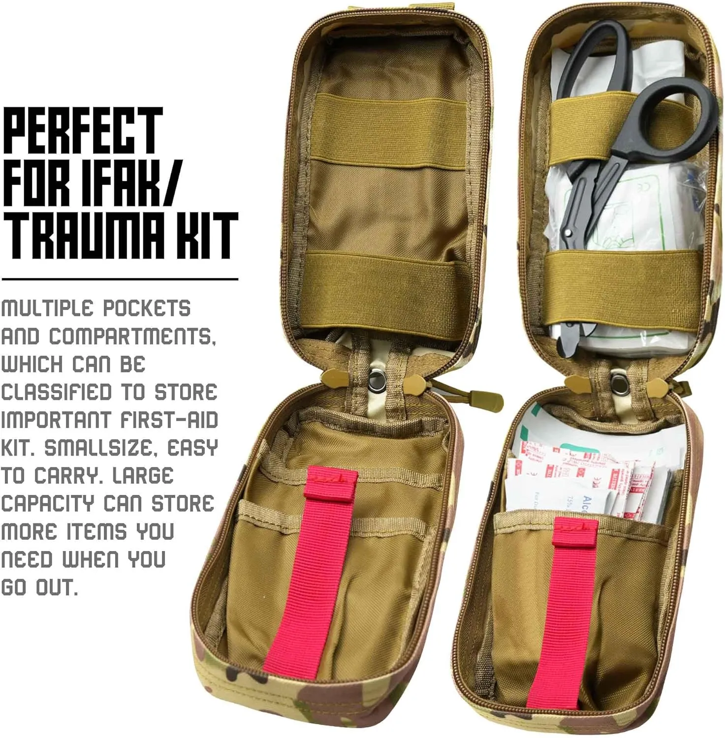Upgrade 1000D Laser Cut Ifak Pouch Molle, Tactical Molle EMT Belt First Aid Pouches for Backpack Belt