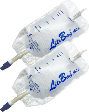 Urine Drainage Bag, 600mL with Anti-Reflux Valve, 50cm Silicone Tube and Cloth Backing 1300/0061 (2)