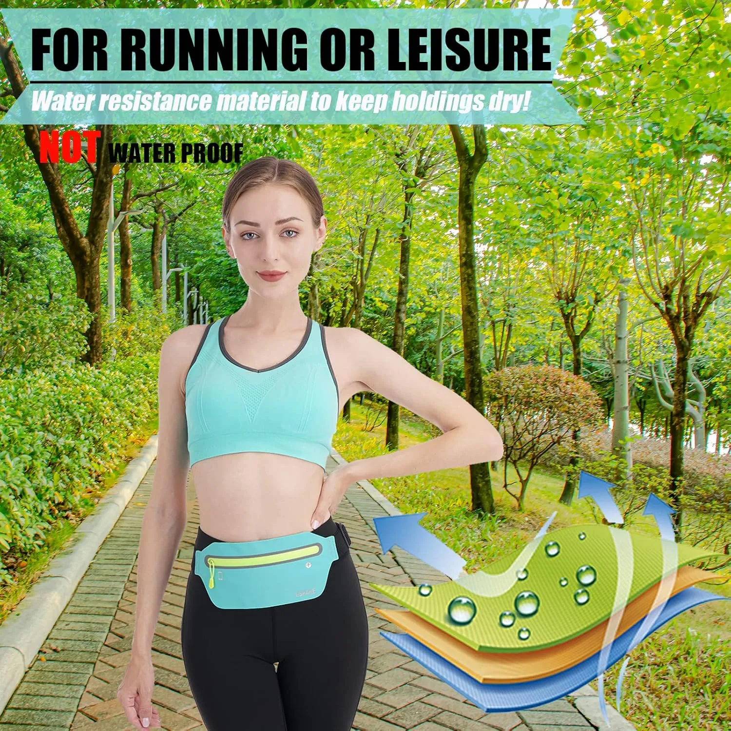 USHAKE Slim Running Belt, Ultra Light Bounce Free Waist Pouch Fitness Workout Belt Sport Waist Pack Exercise Waist Bag for Apple iPhone Samsung in Running Gym Marathon Cycling