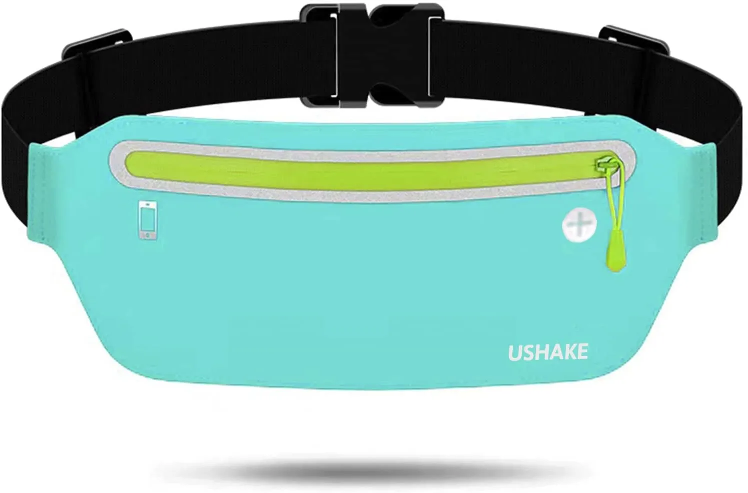 USHAKE Slim Running Belt, Ultra Light Bounce Free Waist Pouch Fitness Workout Belt Sport Waist Pack Exercise Waist Bag for Apple iPhone Samsung in Running Gym Marathon Cycling