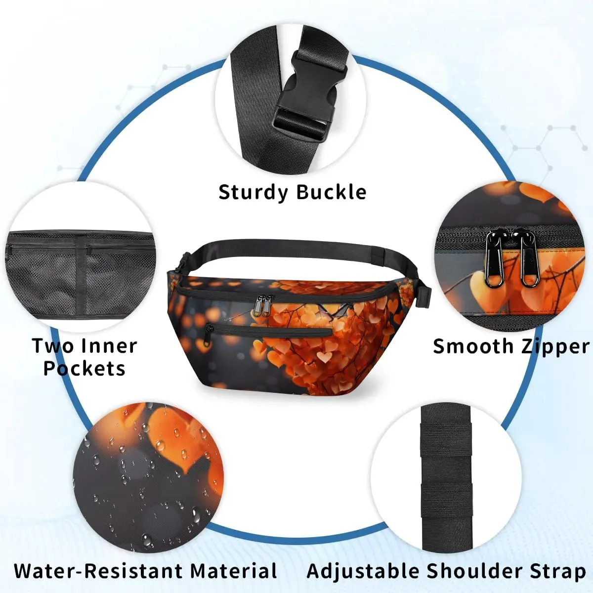 Vague Scenery Sling Bag Crossbody Backpack Chest Daypack for Women Sport Travel Hiking Casual Bag Multipurpose Waist Pack With Zipper Closure Adjustable Strap Shoulder Bag