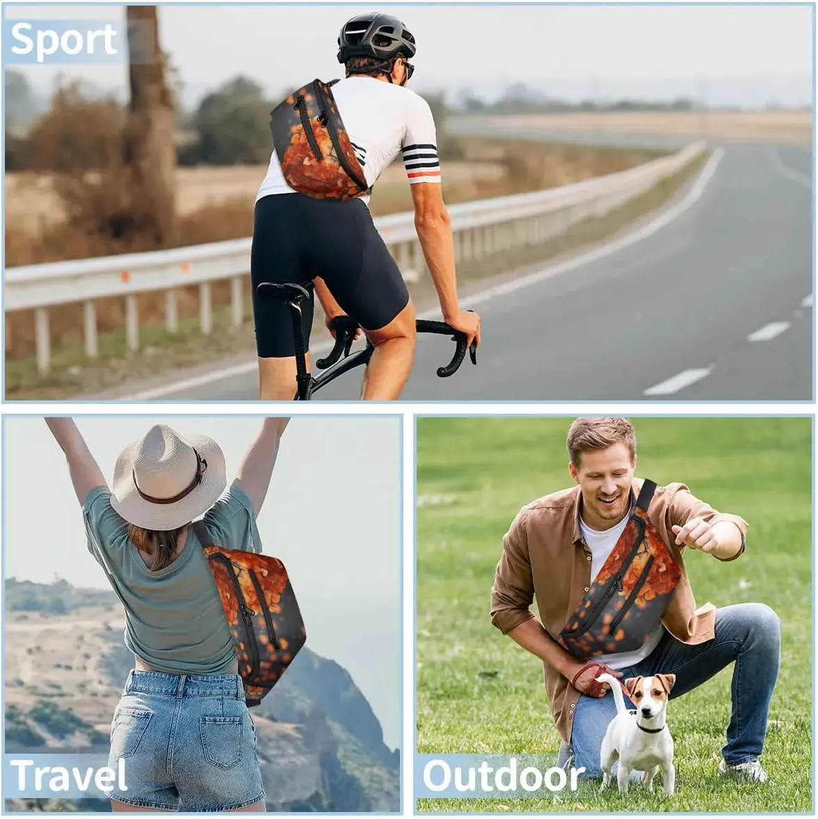Vague Scenery Sling Bag Crossbody Backpack Chest Daypack for Women Sport Travel Hiking Casual Bag Multipurpose Waist Pack With Zipper Closure Adjustable Strap Shoulder Bag