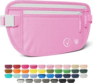 Vantamo Hidden Money Belt For Extra Safety, RFID Ultra-Thin Fanny Pack, 2 Compartment Money Bag Fits Passport & Phone