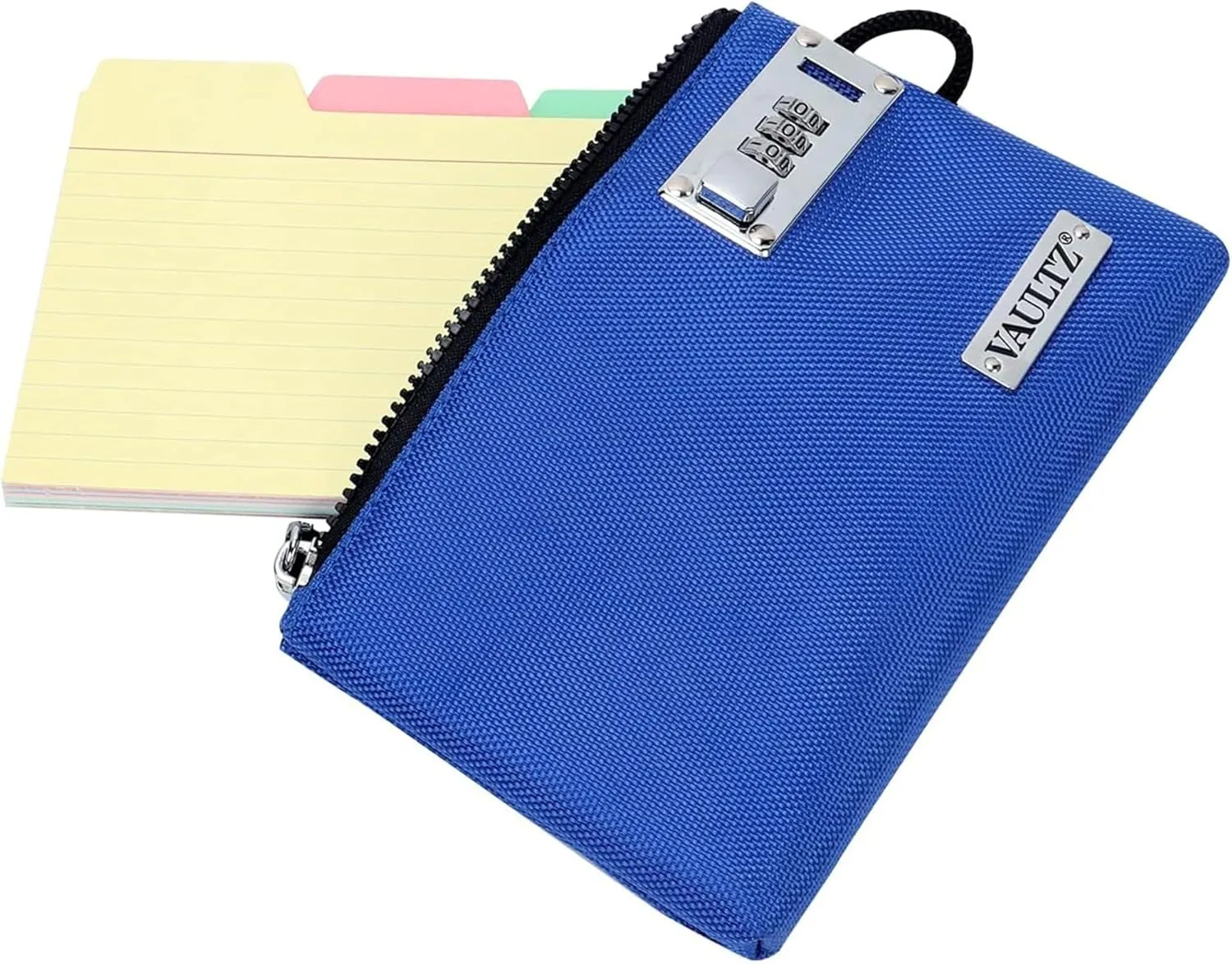Vaultz Money Bag with Lock - 5 x 8 Inch, Men & Women's Locking Accessories Pouch for Cash, Bank Deposits, Wallet, Medicine, Phone and Credit Cards - BLUE