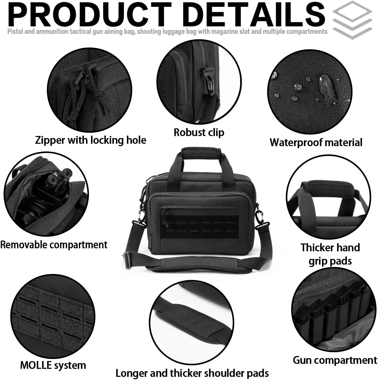 VEAGIA Range Bag,Pistol Case,Gun Range Bags For Handguns And Ammo Pouch 2 Pistols Soft Carrying Shooting Bag