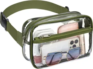 Veckle Clear Fanny Pack - Stadium Approved Clear Belt Bag for Women Large Transparent Waist Bag Crossbody with Adjustable Strap for Sports Events, Concerts, Green