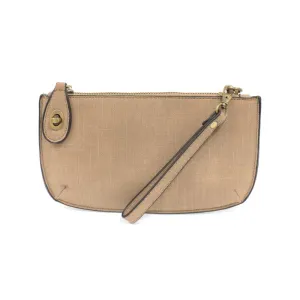Vera Soft Linen Crossbody Wristlet Clutch in Tan