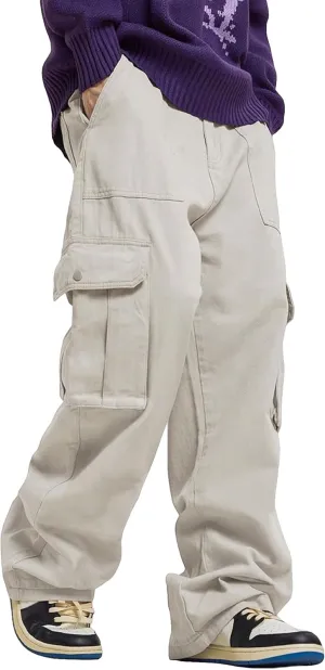 Verdusa Men's Casual Pocket Side Drawstring Waist Loose Joggers Cargo Pants