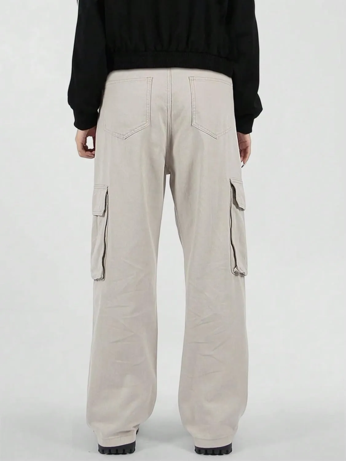 Verdusa Men's Casual Pocket Side Drawstring Waist Loose Joggers Cargo Pants