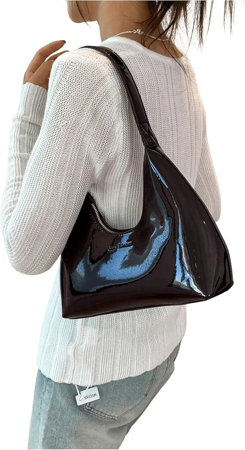 Verdusa Women's Metallic Hobo Shoulder Bags Top Handle Handbag Zipper Purses