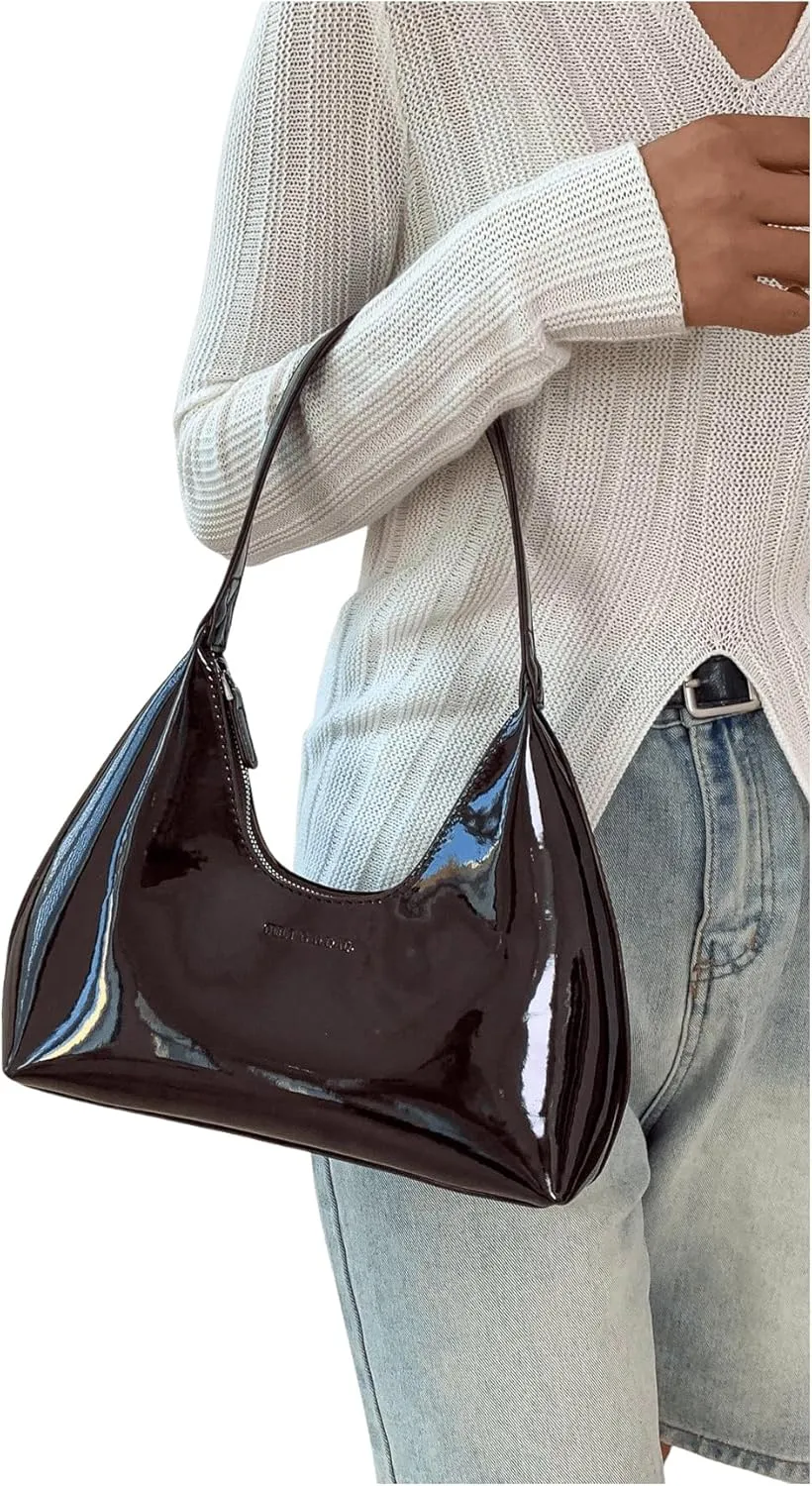 Verdusa Women's Metallic Hobo Shoulder Bags Top Handle Handbag Zipper Purses
