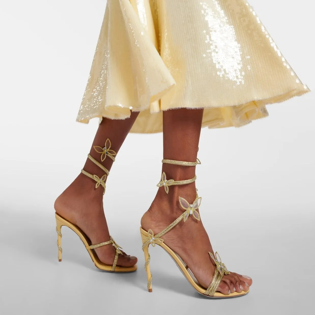 Vertundy Embellished Rhinestone Butterfly Spiral Coil Wrap Around Stiletto Heels Diamante Ankle Strap Fantasy Sparkly Sandals Dress Shoes
