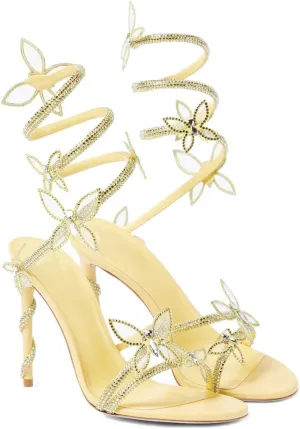 Vertundy Embellished Rhinestone Butterfly Spiral Coil Wrap Around Stiletto Heels Diamante Ankle Strap Fantasy Sparkly Sandals Dress Shoes