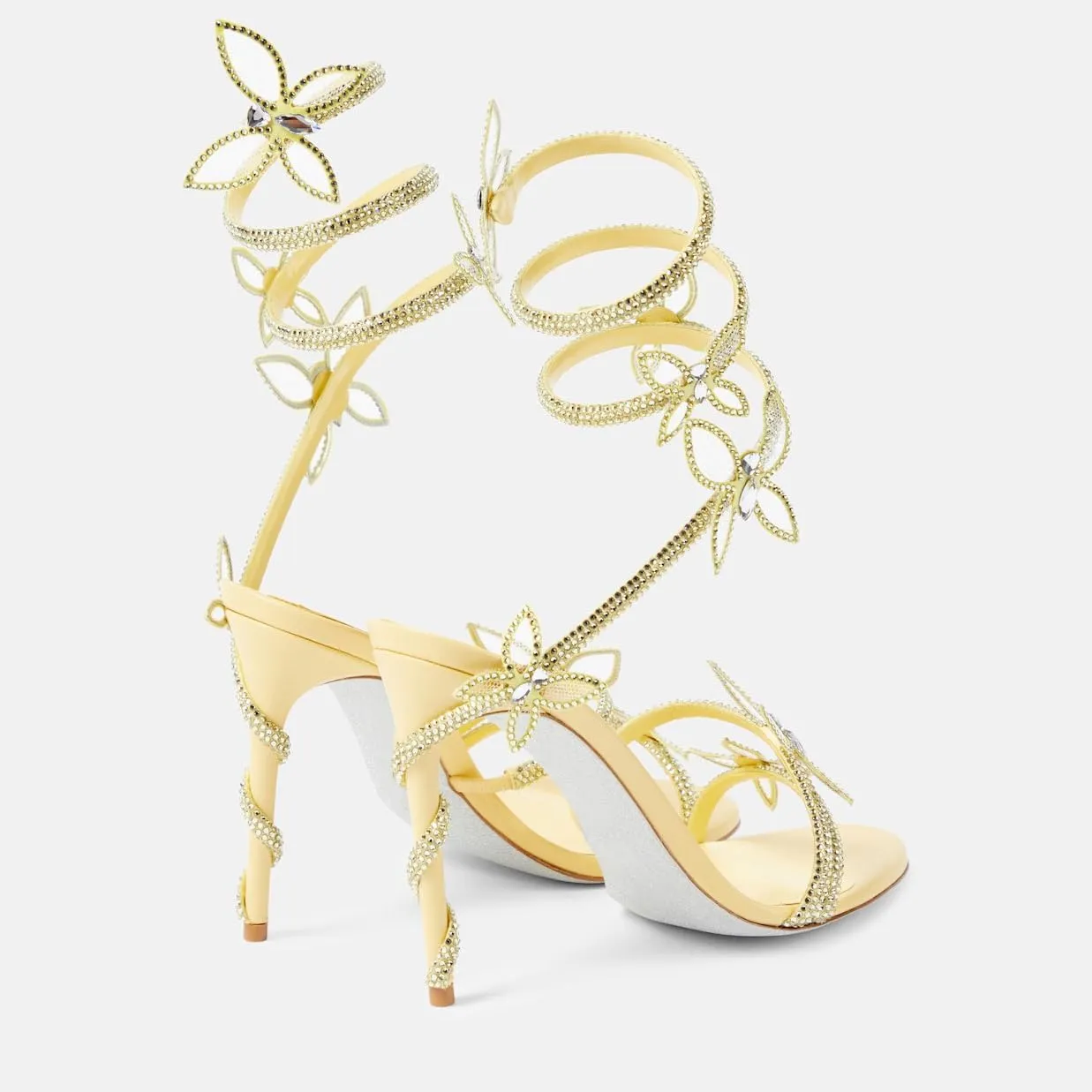 Vertundy Embellished Rhinestone Butterfly Spiral Coil Wrap Around Stiletto Heels Diamante Ankle Strap Fantasy Sparkly Sandals Dress Shoes