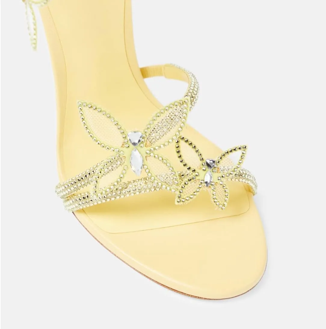 Vertundy Embellished Rhinestone Butterfly Spiral Coil Wrap Around Stiletto Heels Diamante Ankle Strap Fantasy Sparkly Sandals Dress Shoes