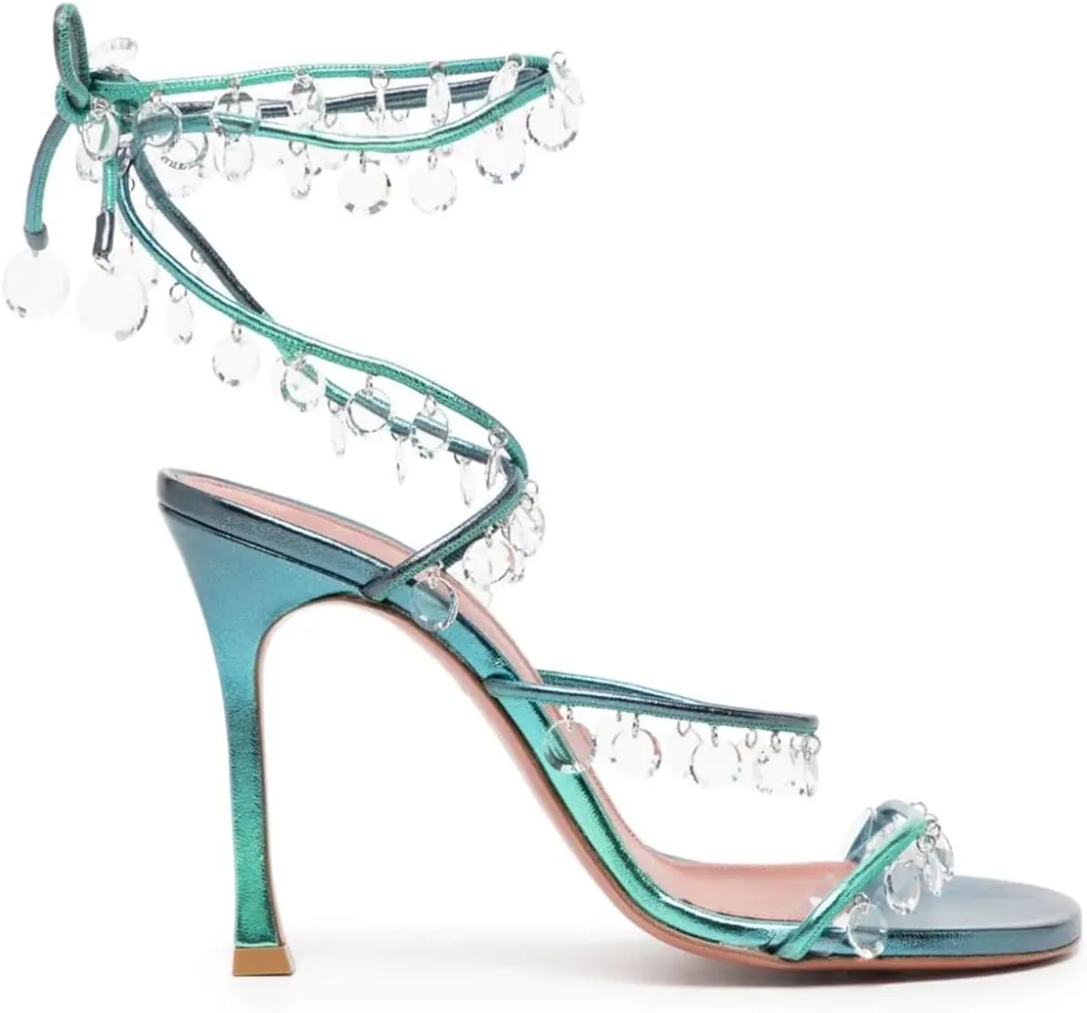 Vertundy Women's Ankle Strappy High-Heeled Sandals Rhinestone Chandelier Embellished Lace Up Round Toe Crystal Stilettos Dress Wedding Sandal Ladies