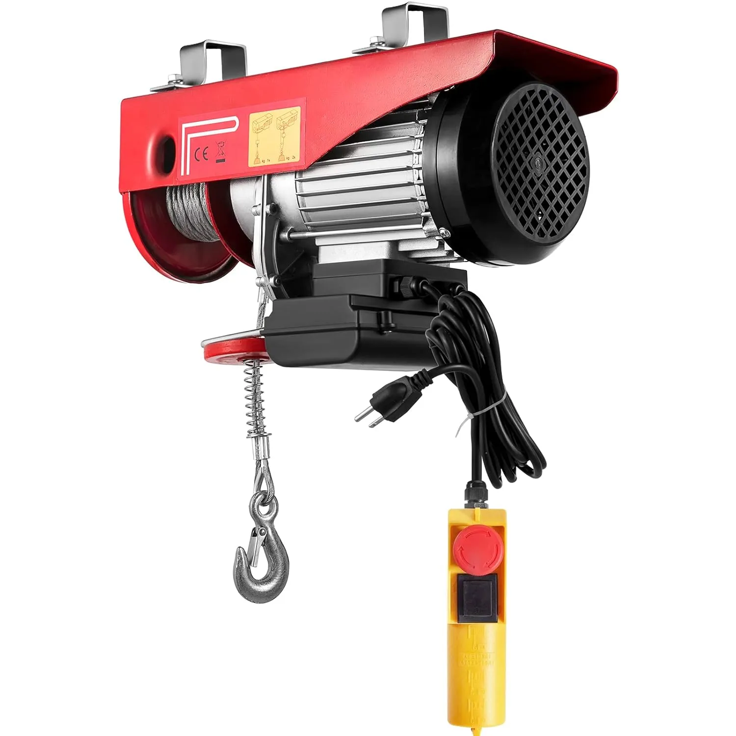 VEVOR Electric Hoist with 14ft Control, 1320LBS Electric Winch, 110V Electric Hoist with Remote Control & Single/Double Slings for Lifting in Factories, Warehouses, Construction Site, Mine Filed
