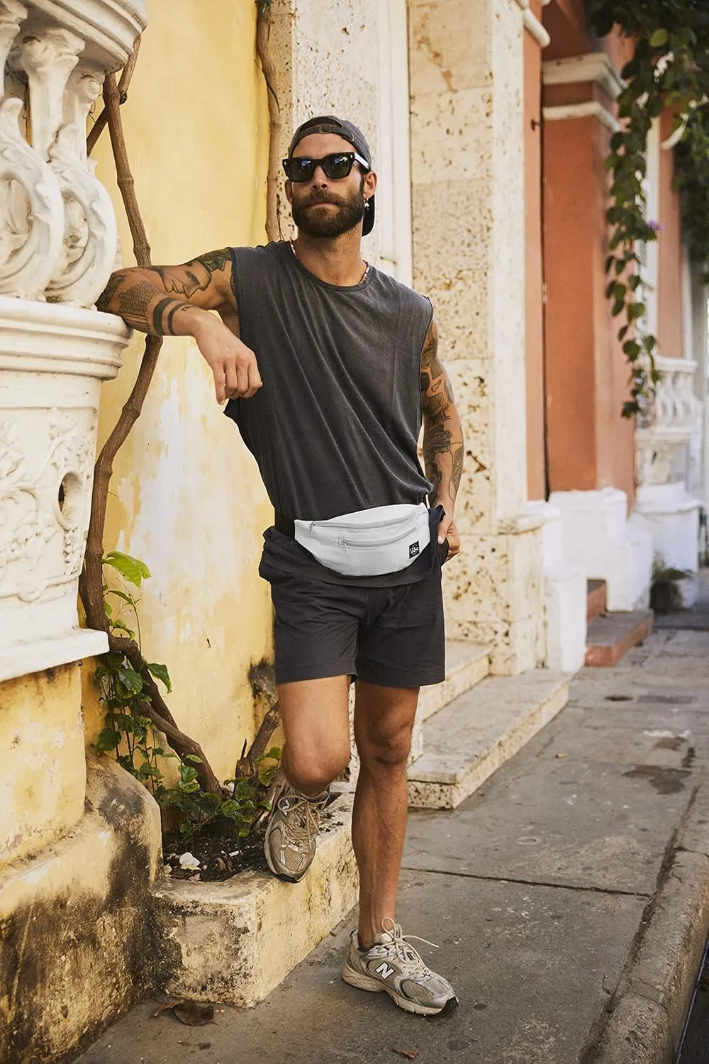 Vibe Festival Gear Fanny Pack for Men Women - Many Prints - Black Holographic Silver Gold Cute Waist Bag for Festival Rave Hiking Running Cycling