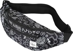 Vibe Festival Gear Fanny Pack for Men Women - Many Prints - Black Holographic Silver Gold Cute Waist Bag for Festival Rave Hiking Running Cycling