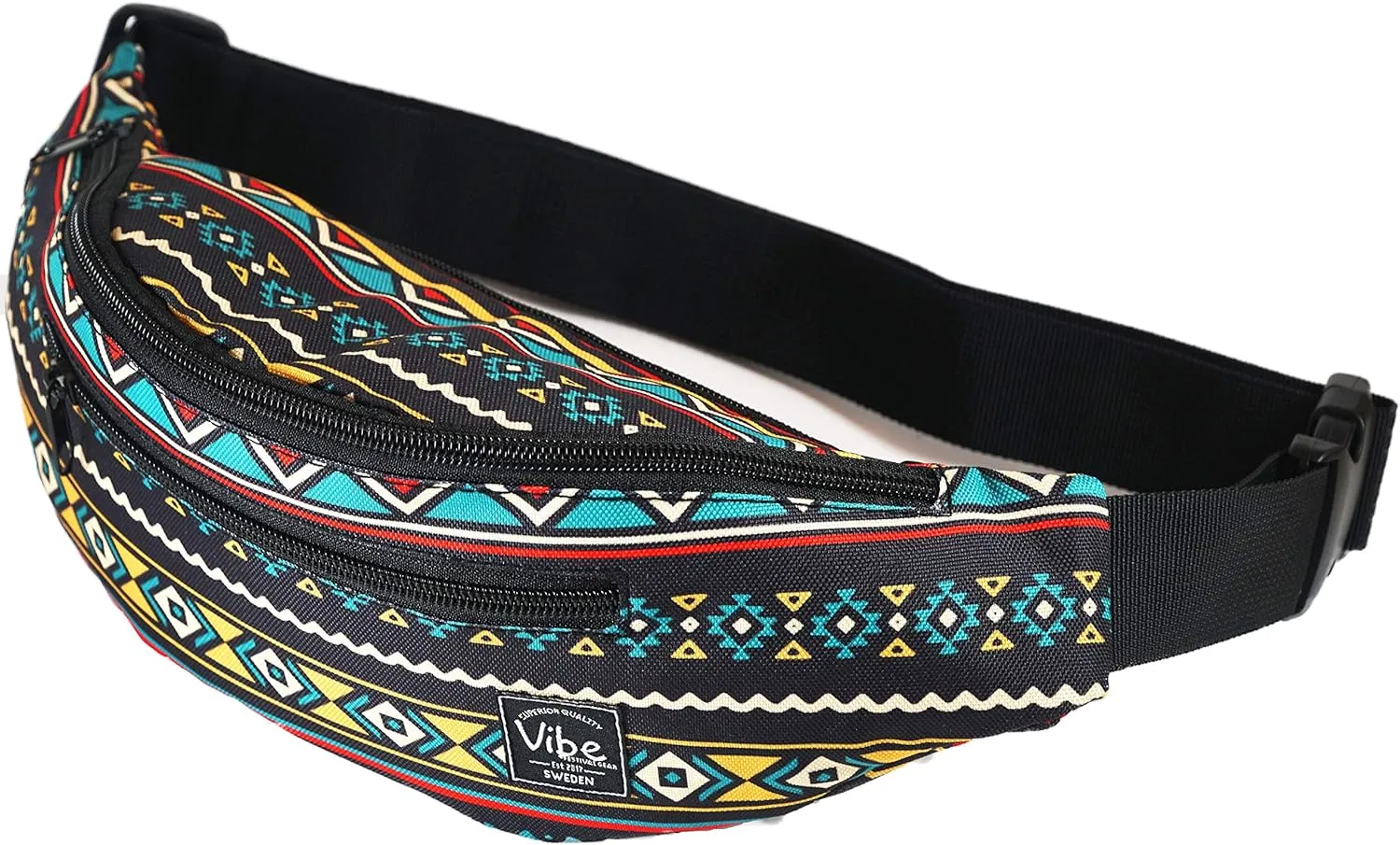 Vibe Festival Gear Fanny Pack for Men Women - Many Prints - Black Holographic Silver Gold Cute Waist Bag for Festival Rave Hiking Running Cycling