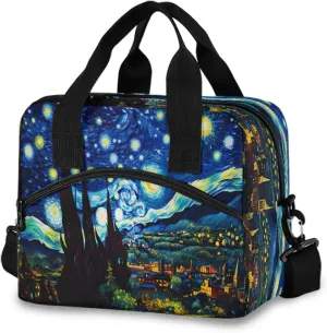 Vintage Starry Sky Lunch Bag, Insulated Lunch Tote Bags Cooler Reusable Lunch Box Food Container with Adjustable Shoulder Strap for Women Men Adults