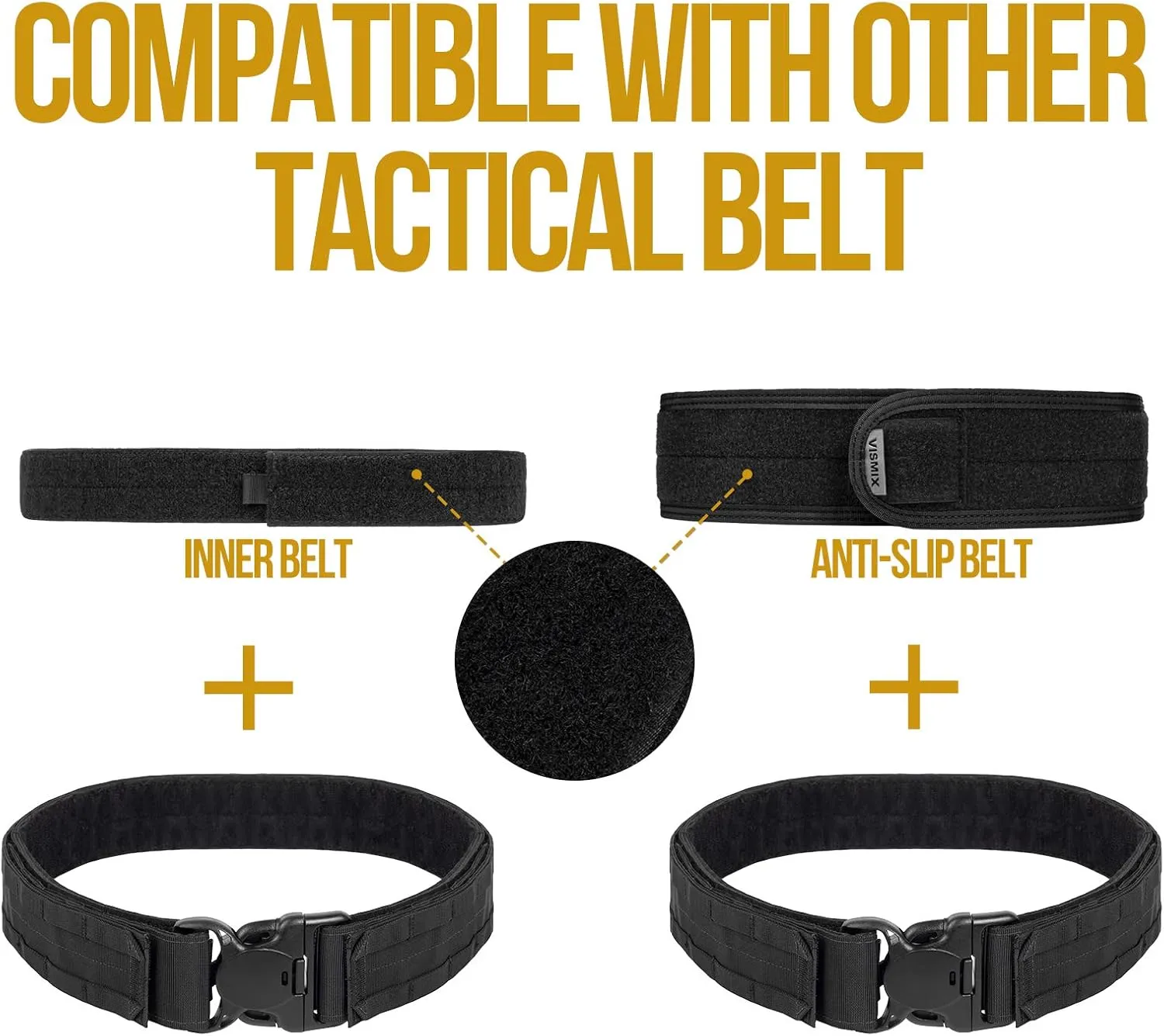 VISMIX Tactical Belt, Quick Release 1.75" MOLLE Battle Belt with Inner Belt and Anti-Slip Pad- Heavy Duty Battle Belts