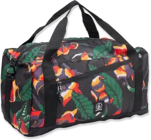 Volcom Packable Duffel, Black Floral Print