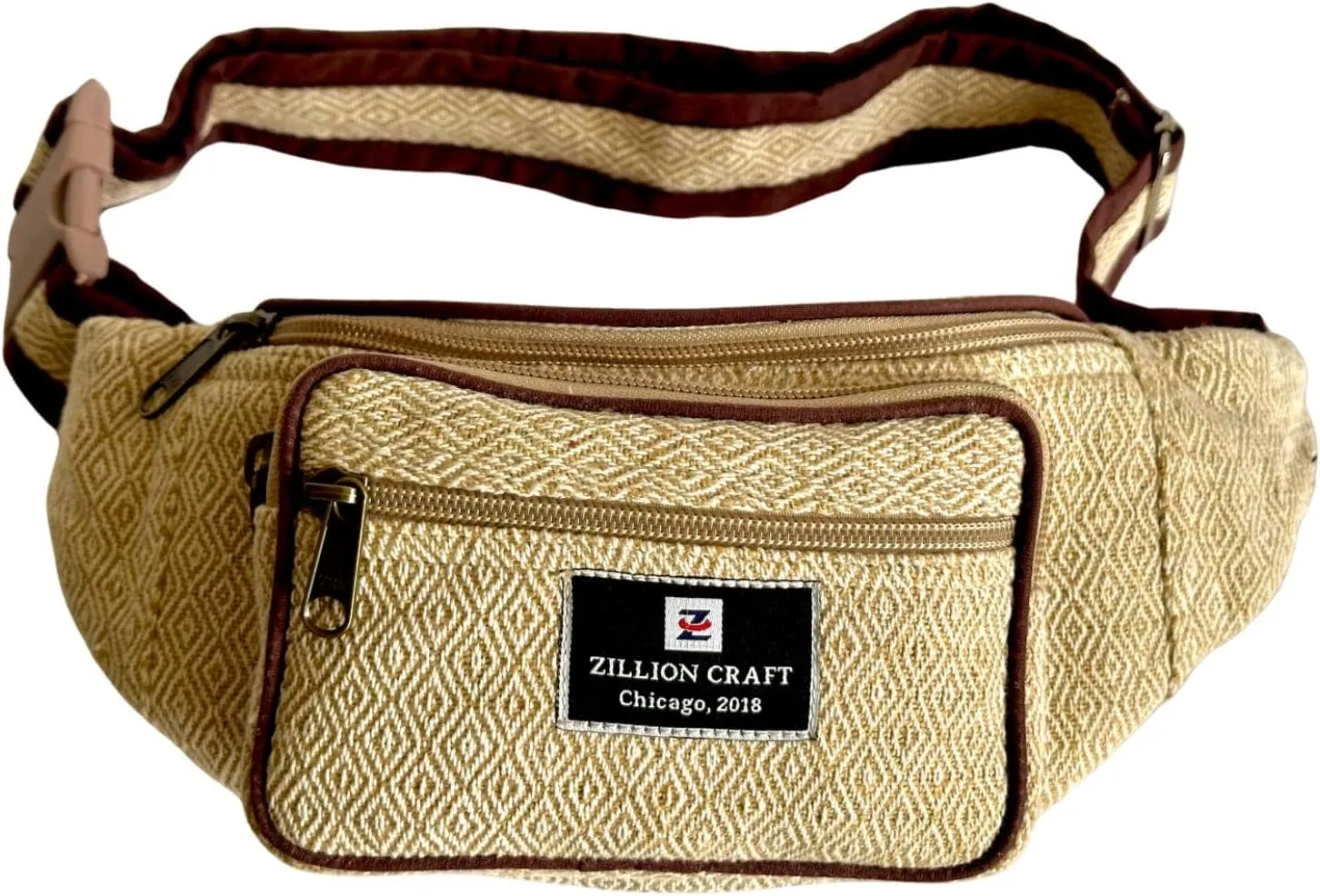 Waist bag made from Eco-friendly natural Hemp and cotton. Belt bag, Fanny pack for running, cycling, jogging and travelling. Unisex bum bag, Strong YKK zipper with adjustable strap.