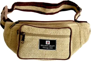 Waist bag made from Eco-friendly natural Hemp and cotton. Belt bag, Fanny pack for running, cycling, jogging and travelling. Unisex bum bag, Strong YKK zipper with adjustable strap.